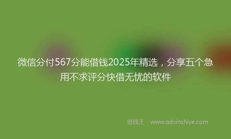 微信分付567分能借钱2025年精选，分享五个急用不求评分快借无忧的软件