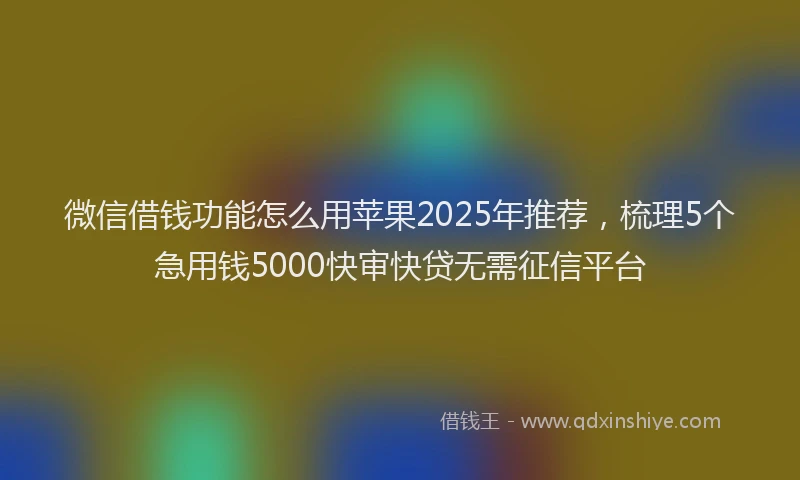 微信借钱功能怎么用苹果2025年推荐，梳理5个急用钱5000快审快贷无需征信平台