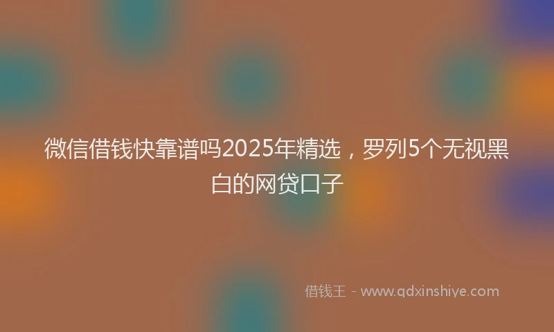 微信借钱快靠谱吗2025年精选，罗列5个无视黑白的网贷口子
