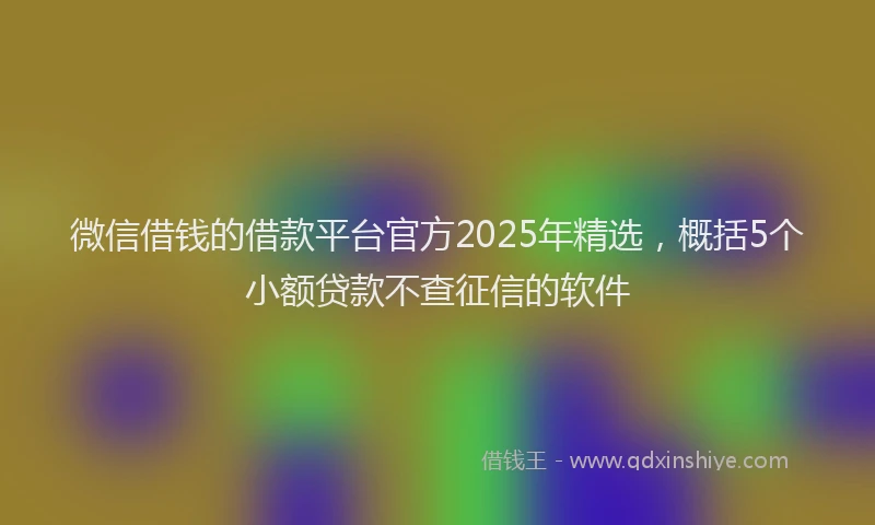 微信借钱的借款平台官方2025年精选，概括5个小额贷款不查征信的软件
