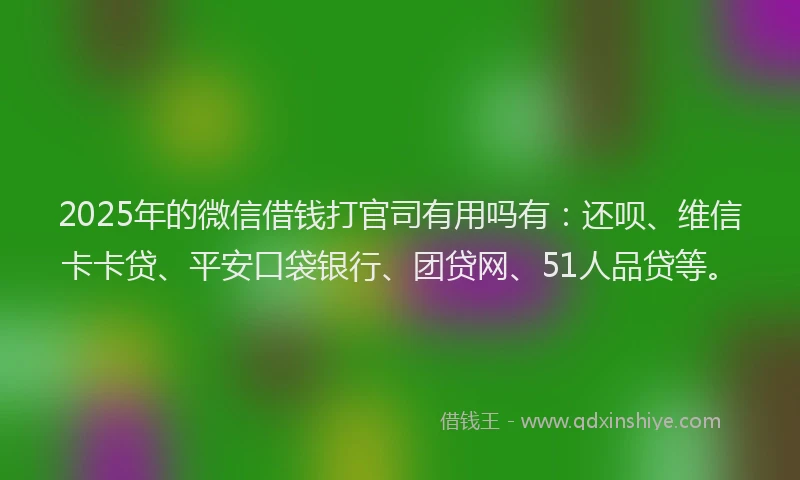 2025年的微信借钱打官司有用吗有：还呗、维信卡卡贷、平安口袋银行、团贷网、51人品贷等。