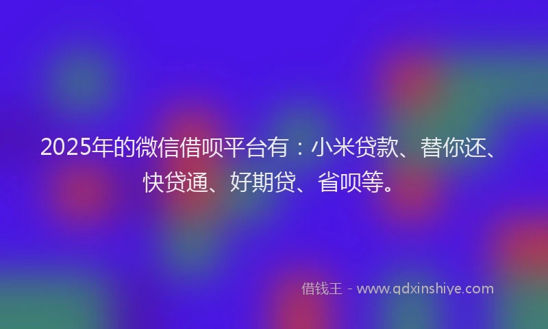 2025年的微信借呗平台有：小米贷款、替你还、快贷通、好期贷、省呗等。