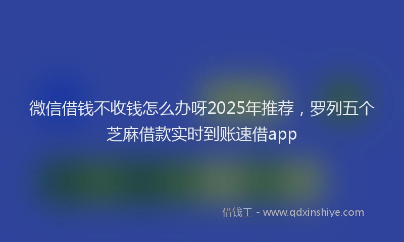 微信借钱不收钱怎么办呀2025年推荐，罗列五个芝麻借款实时到账速借app