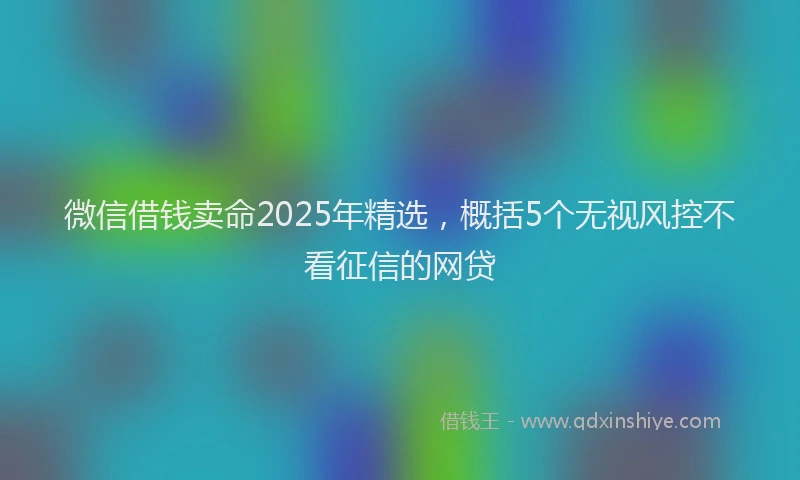 微信借钱卖命2025年精选，概括5个无视风控不看征信的网贷