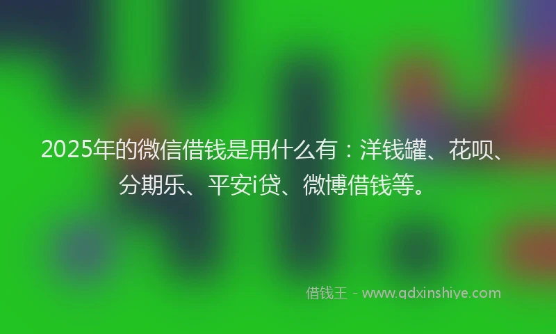 2025年的微信借钱是用什么有：洋钱罐、花呗、分期乐、平安i贷、微博借钱等。
