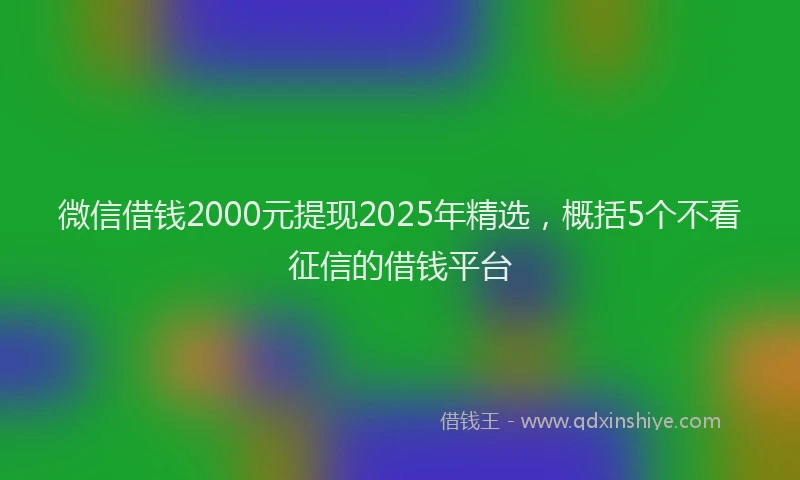 微信借钱2000元提现2025年精选，概括5个不看征信的借钱平台