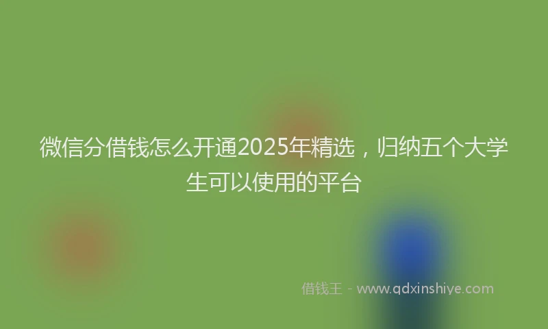 微信分借钱怎么开通2025年精选，归纳五个大学生可以使用的平台