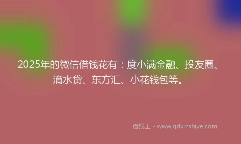 2025年的微信借钱花有：度小满金融、投友圈、滴水贷、东方汇、小花钱包等。
