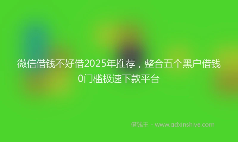 微信借钱不好借2025年推荐，整合五个黑户借钱0门槛极速下款平台