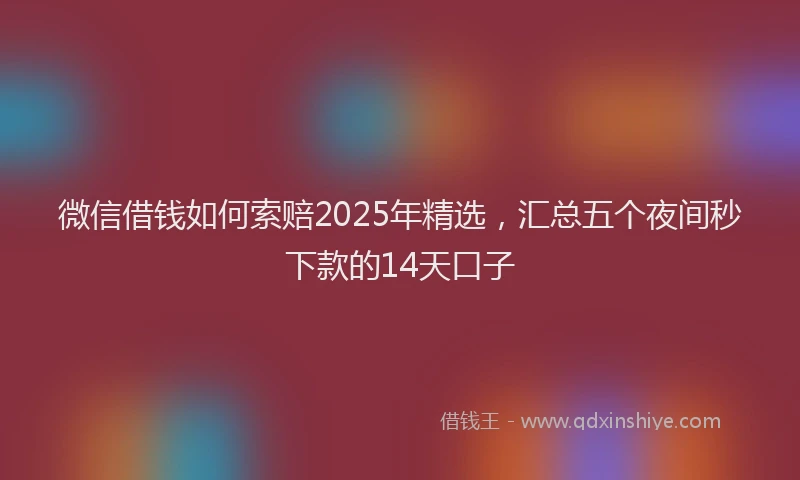 微信借钱如何索赔2025年精选，汇总五个夜间秒下款的14天口子