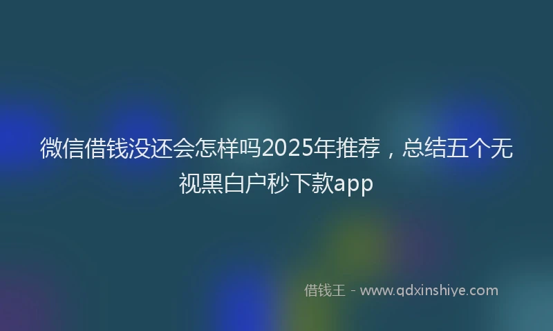 微信借钱没还会怎样吗2025年推荐，总结五个无视黑白户秒下款app