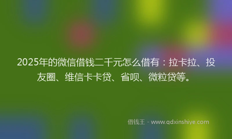 2025年的微信借钱二千元怎么借有：拉卡拉、投友圈、维信卡卡贷、省呗、微粒贷等。