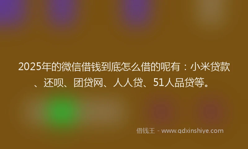 2025年的微信借钱到底怎么借的呢有：小米贷款、还呗、团贷网、人人贷、51人品贷等。
