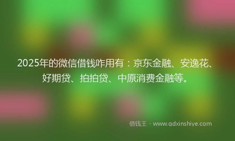 2025年的微信借钱咋用有：京东金融、安逸花、好期贷、拍拍贷、中原消费金融等。