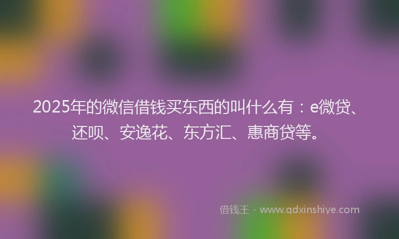 2025年的微信借钱买东西的叫什么有：e微贷、还呗、安逸花、东方汇、惠商贷等。