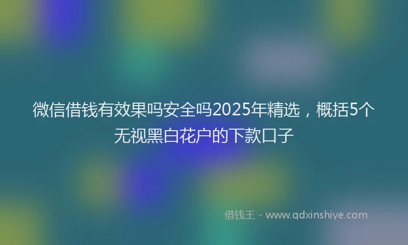 微信借钱有效果吗安全吗2025年精选，概括5个无视黑白花户的下款口子