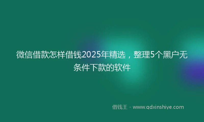 微信借款怎样借钱2025年精选，整理5个黑户无条件下款的软件