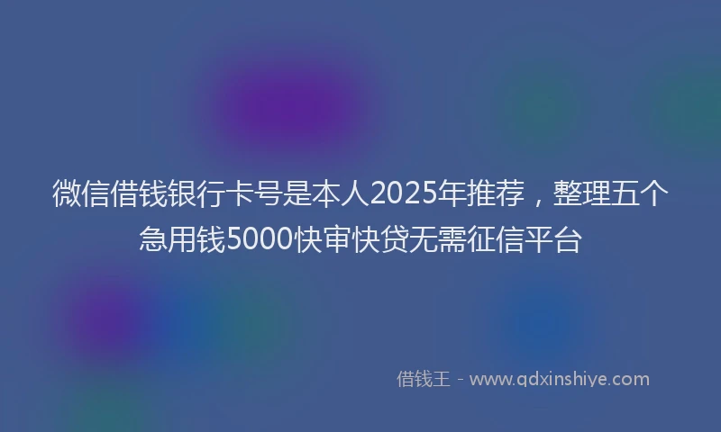 微信借钱银行卡号是本人2025年推荐，整理五个急用钱5000快审快贷无需征信平台