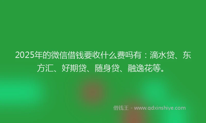 2025年的微信借钱要收什么费吗有：滴水贷、东方汇、好期贷、随身贷、融逸花等。
