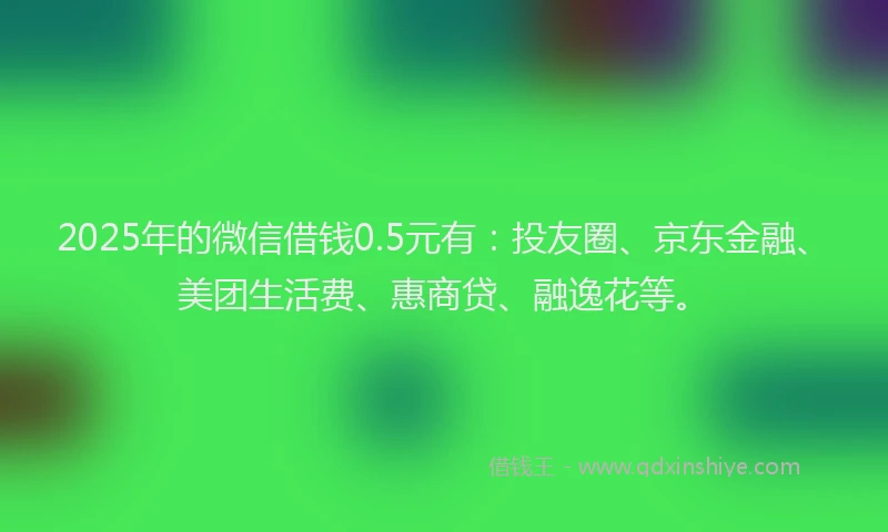 2025年的微信借钱0.5元有：投友圈、京东金融、美团生活费、惠商贷、融逸花等。