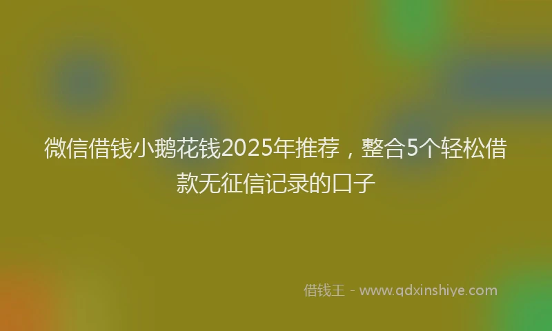 微信借钱小鹅花钱2025年推荐，整合5个轻松借款无征信记录的口子