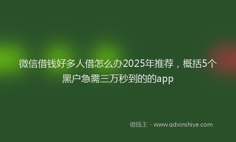 微信借钱好多人借怎么办2025年推荐，概括5个黑户急需三万秒到的的app
