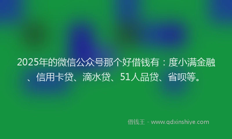2025年的微信公众号那个好借钱有：度小满金融、信用卡贷、滴水贷、51人品贷、省呗等。