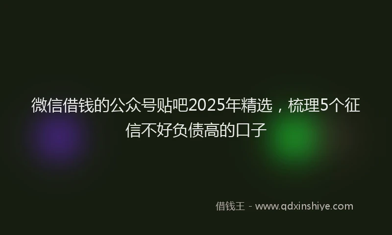 微信借钱的公众号贴吧2025年精选，梳理5个征信不好负债高的口子