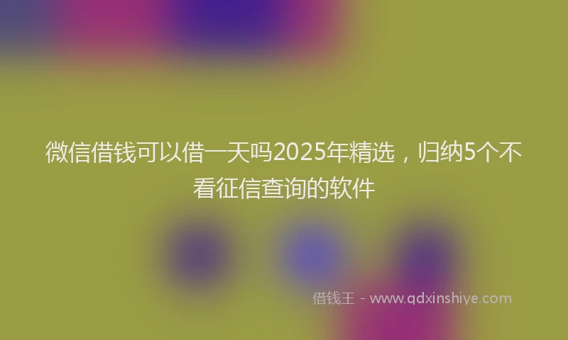 微信借钱可以借一天吗2025年精选，归纳5个不看征信查询的软件