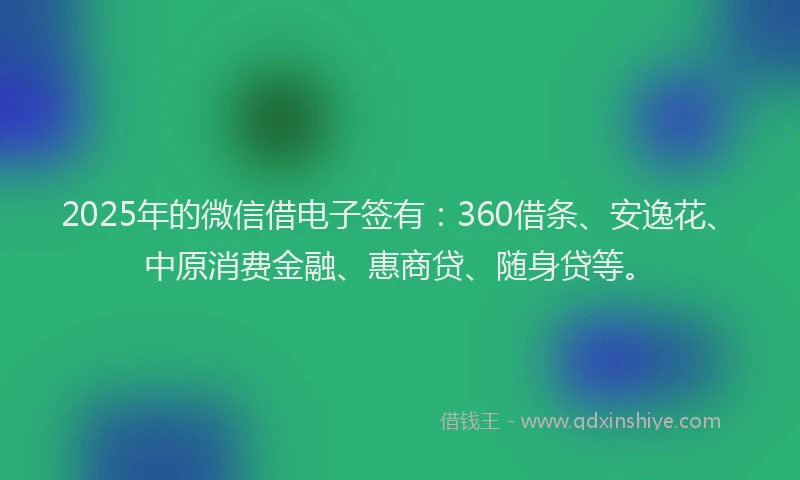 2025年的微信借电子签有：360借条、安逸花、中原消费金融、惠商贷、随身贷等。