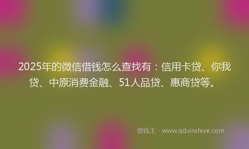 2025年的微信借钱怎么查找有：信用卡贷、你我贷、中原消费金融、51人品贷、惠商贷等。