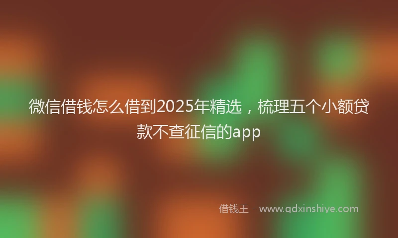 微信借钱怎么借到2025年精选，梳理五个小额贷款不查征信的app