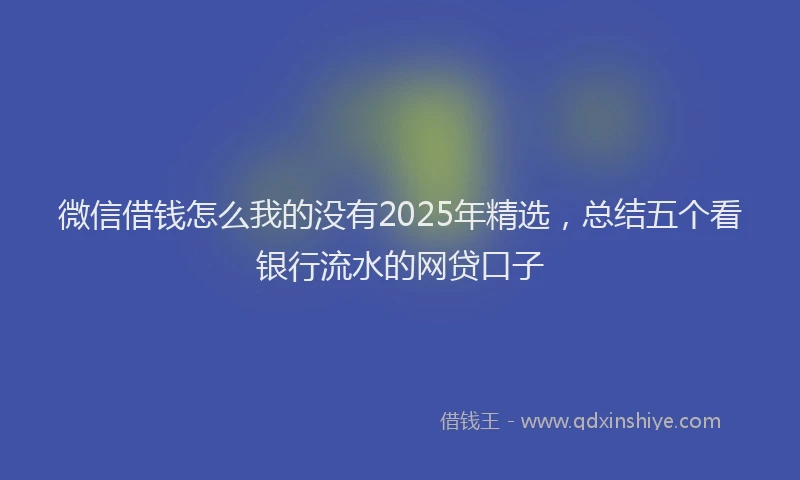 微信借钱怎么我的没有2025年精选，总结五个看银行流水的网贷口子