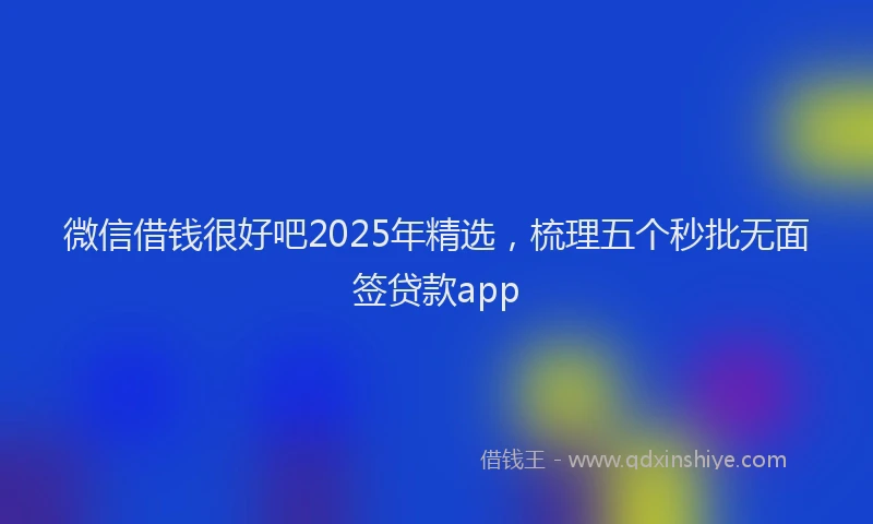 微信借钱很好吧2025年精选，梳理五个秒批无面签贷款app