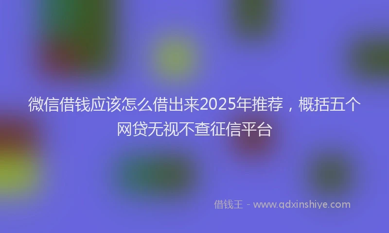 微信借钱应该怎么借出来2025年推荐，概括五个网贷无视不查征信平台