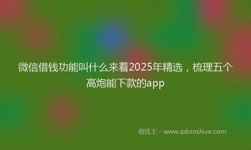 微信借钱功能叫什么来着2025年精选，梳理五个高炮能下款的app