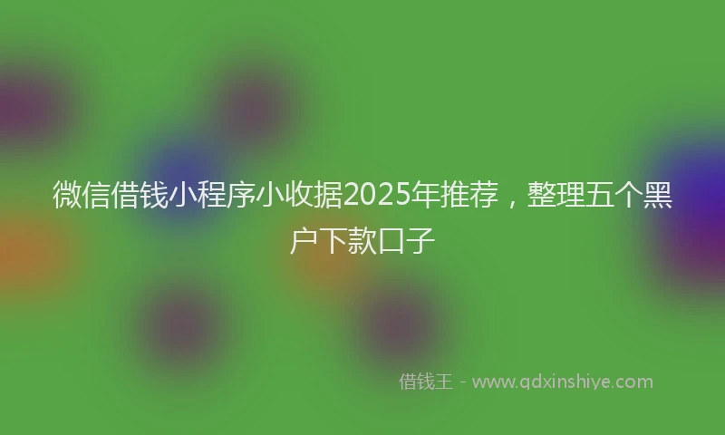 微信借钱小程序小收据2025年推荐，整理五个黑户下款口子