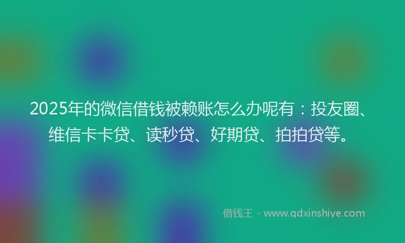 2025年的微信借钱被赖账怎么办呢有：投友圈、维信卡卡贷、读秒贷、好期贷、拍拍贷等。