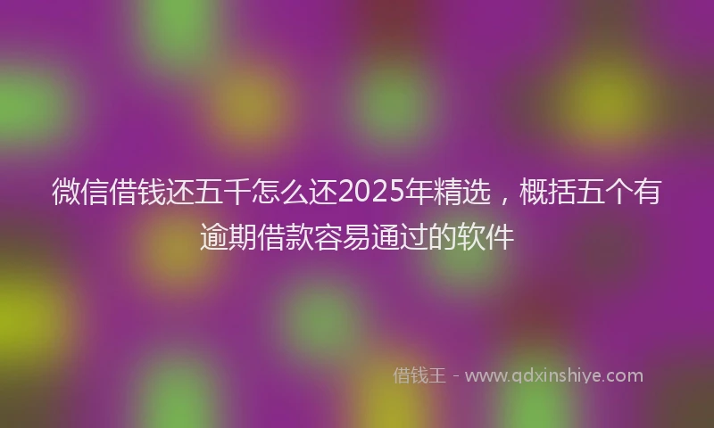 微信借钱还五千怎么还2025年精选，概括五个有逾期借款容易通过的软件