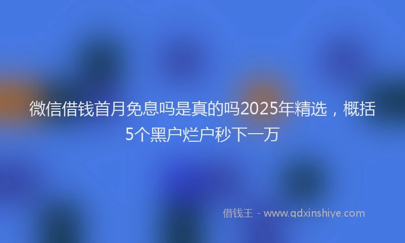 微信借钱首月免息吗是真的吗2025年精选，概括5个黑户烂户秒下一万