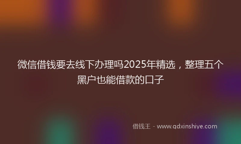 微信借钱要去线下办理吗2025年精选，整理五个黑户也能借款的口子