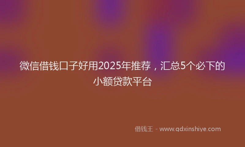 微信借钱口子好用2025年推荐，汇总5个必下的小额贷款平台