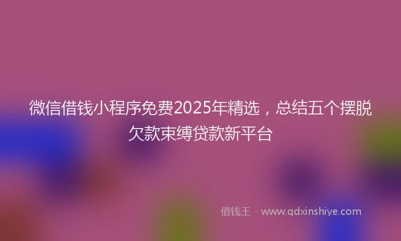 微信借钱小程序免费2025年精选，总结五个摆脱欠款束缚贷款新平台