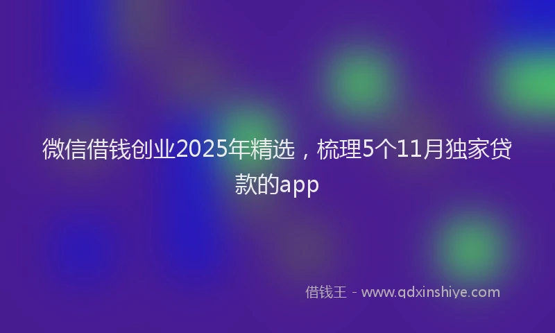 微信借钱创业2025年精选，梳理5个11月独家贷款的app