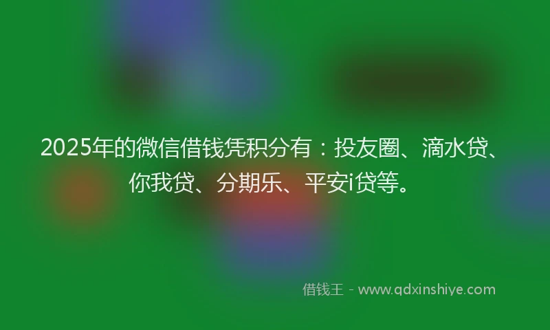 2025年的微信借钱凭积分有：投友圈、滴水贷、你我贷、分期乐、平安i贷等。