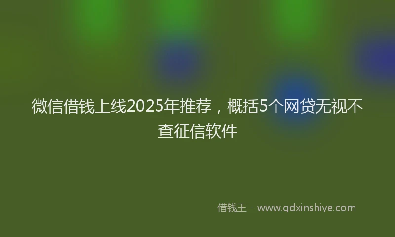 微信借钱上线2025年推荐，概括5个网贷无视不查征信软件