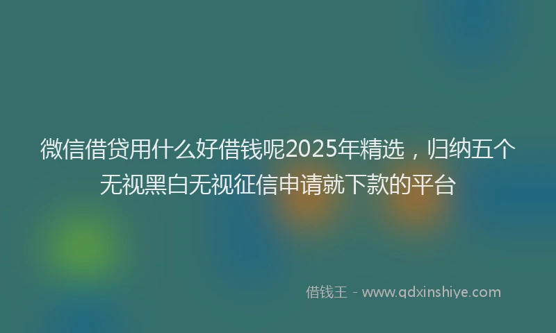 微信借贷用什么好借钱呢2025年精选，归纳五个无视黑白无视征信申请就下款的平台