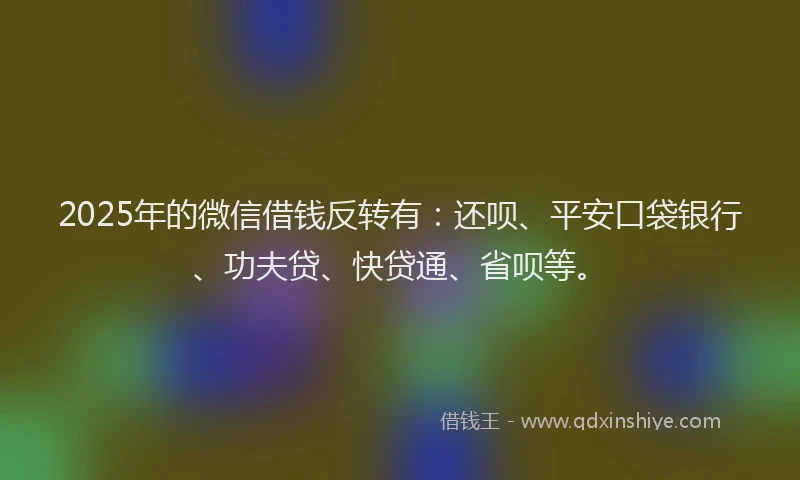 2025年的微信借钱反转有：还呗、平安口袋银行、功夫贷、快贷通、省呗等。