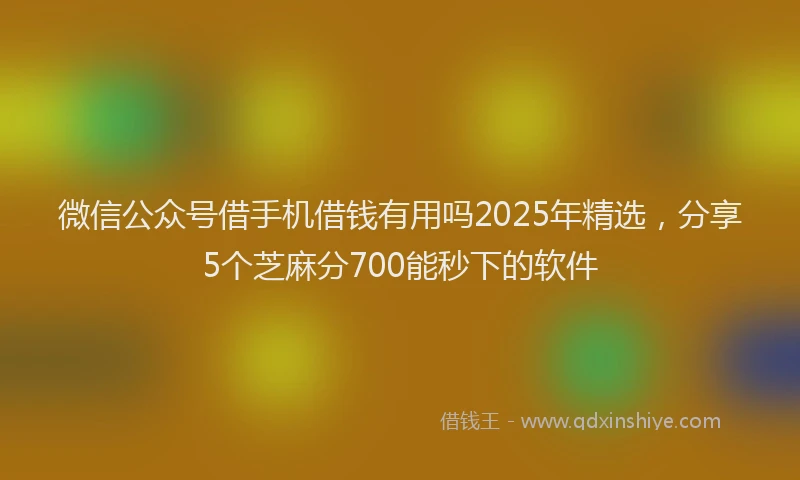 微信公众号借手机借钱有用吗2025年精选，分享5个芝麻分700能秒下的软件