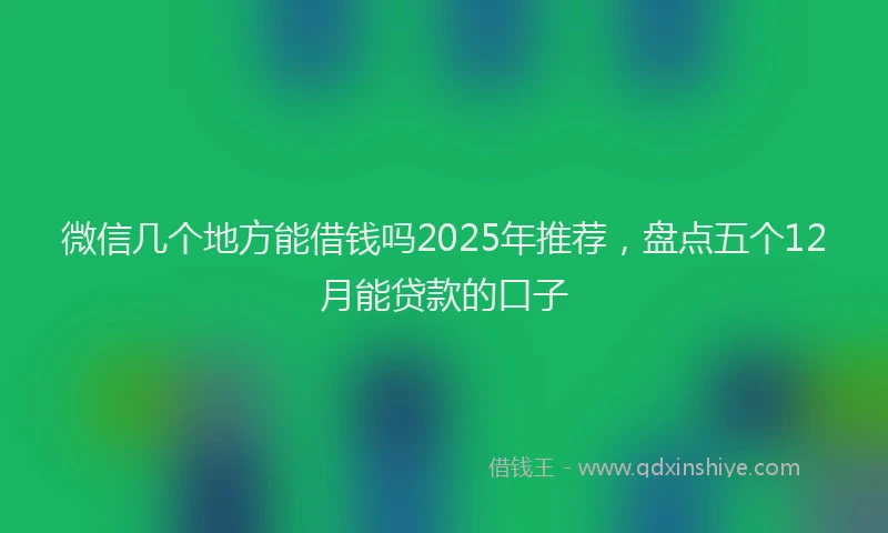 微信几个地方能借钱吗2025年推荐，盘点五个12月能贷款的口子